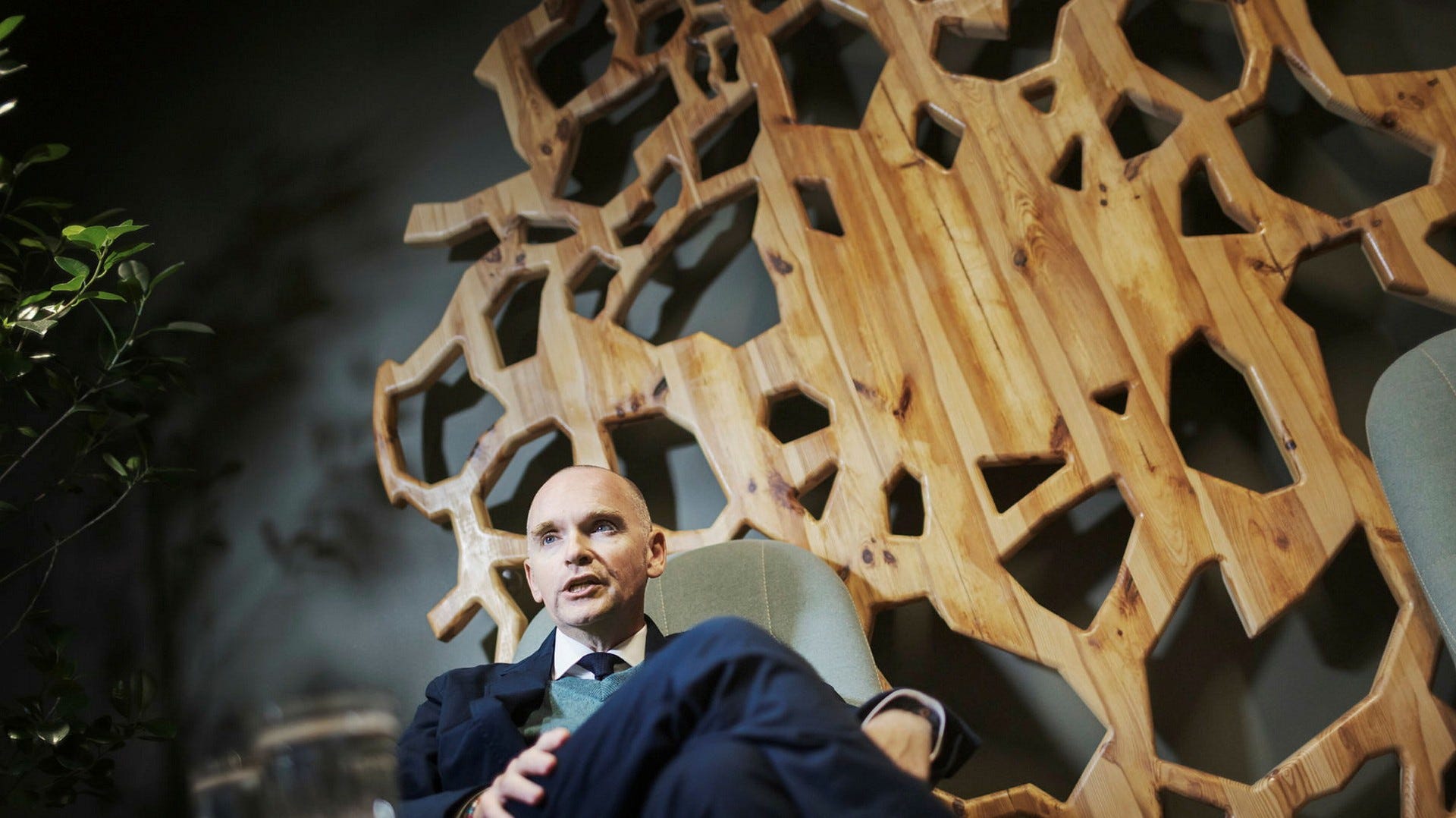 Bob Kitchen seated during an interview in Stockholm